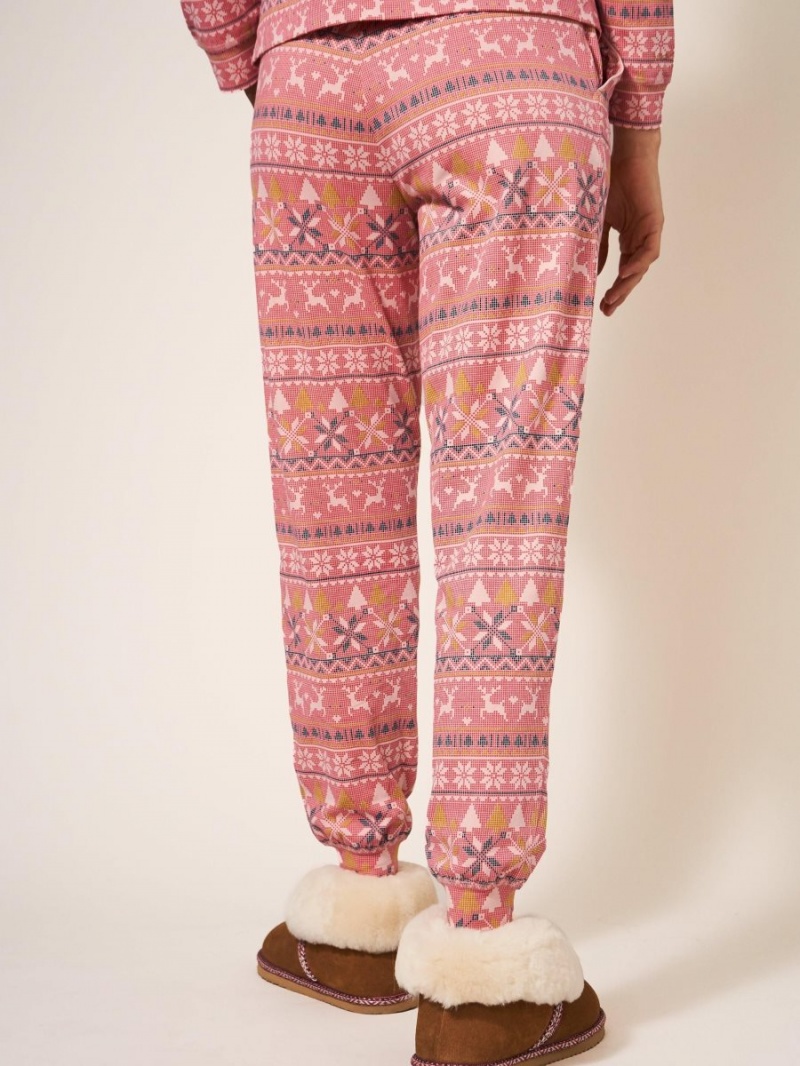 White Stuff Fairisle Reindeer Freya Jogger Pink Multi | 032857WZN