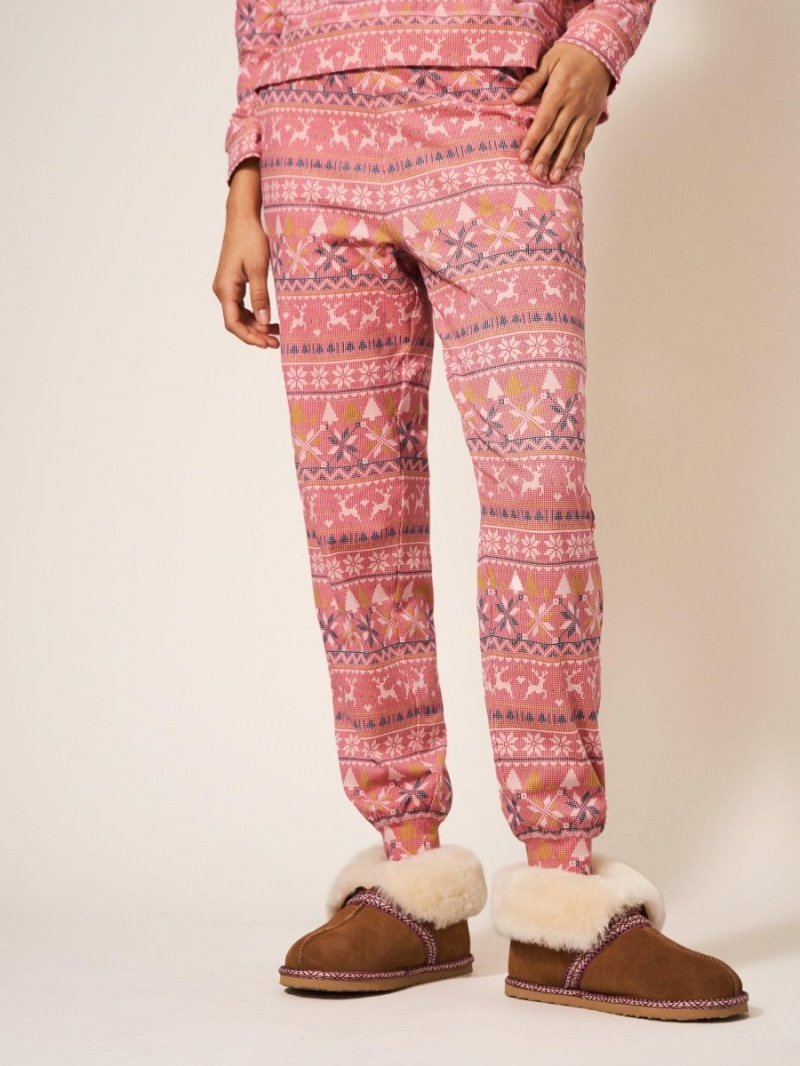 White Stuff Fairisle Reindeer Freya Jogger Pink Multi | 032857WZN