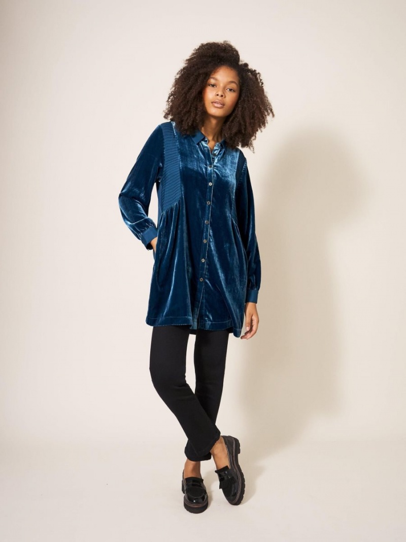 White Stuff Farley Velvet Tunic Dk Teal | 957610OUX