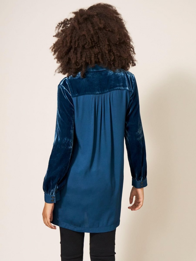 White Stuff Farley Velvet Tunic Dk Teal | 957610OUX