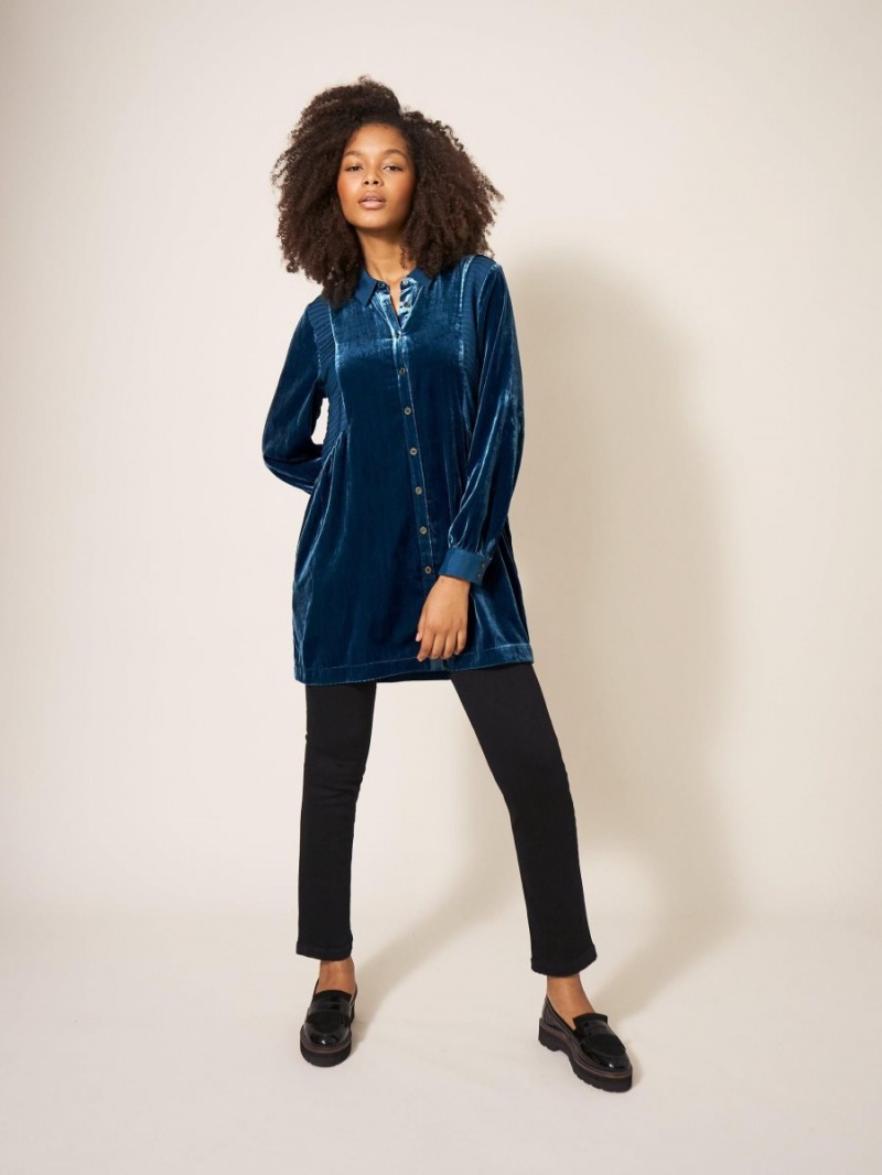 White Stuff Farley Velvet Tunic Dk Teal | 957610OUX