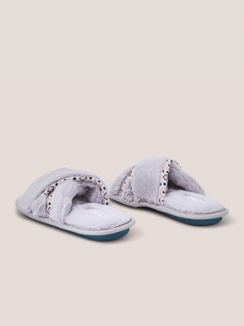 White Stuff Faux Fur Mule Slipper Mid Grey | 257130GCV