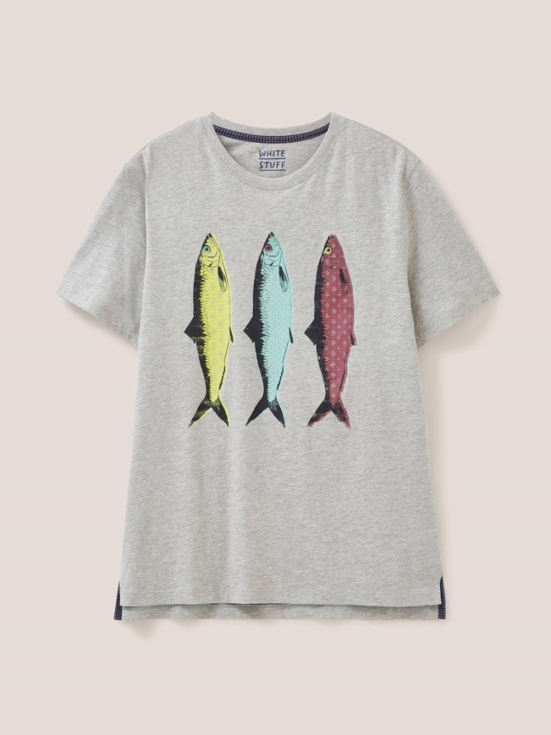 White Stuff Fish Graphic Jersey Tshirt Light Natural | 610539ZHB