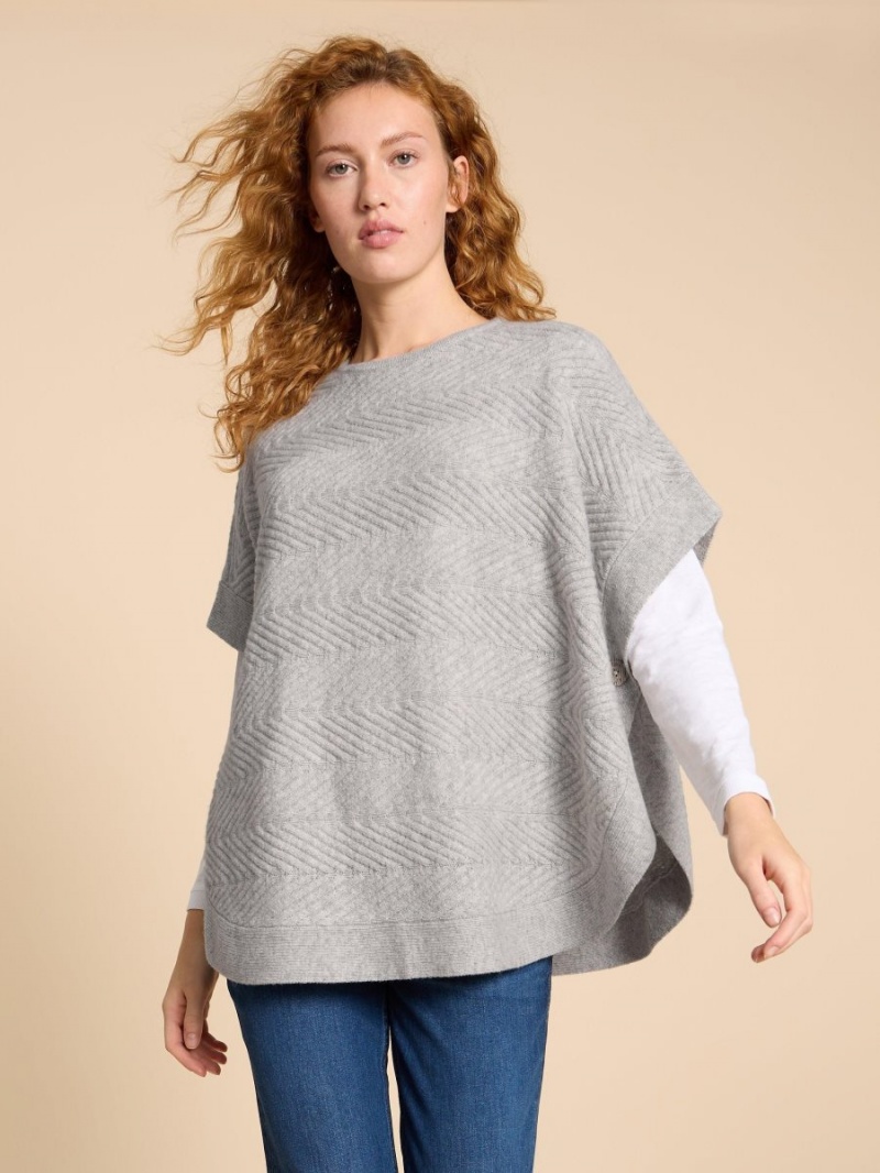 White Stuff Florence Knitted Poncho Grey Marl | 219567TFB