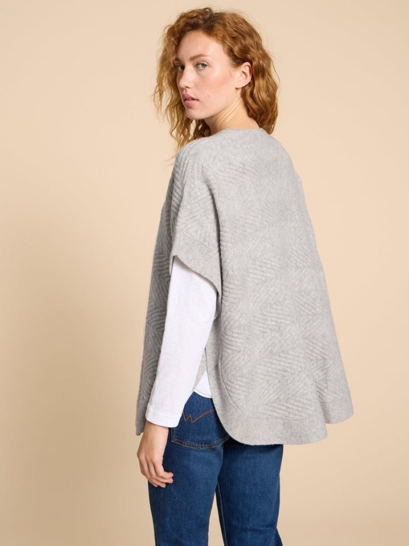 White Stuff Florence Knitted Poncho Grey Marl | 219567TFB