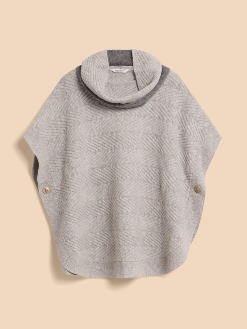 White Stuff Florence Knitted Poncho Grey Marl | 219567TFB