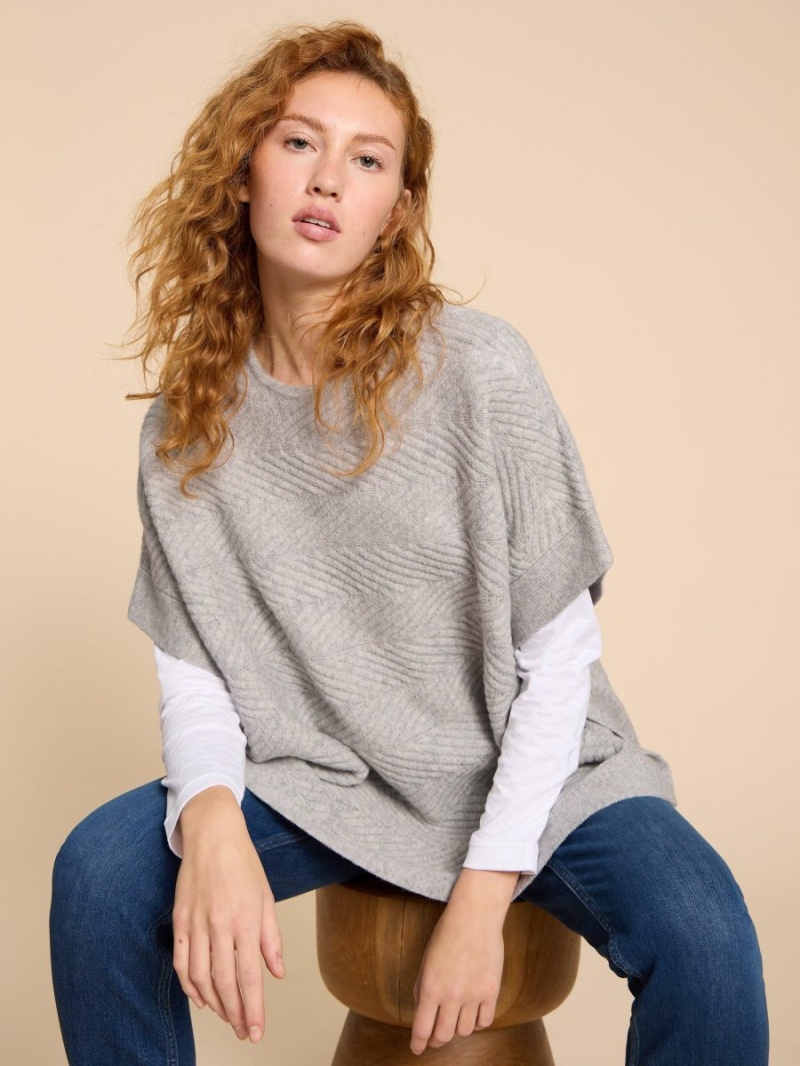 White Stuff Florence Knitted Poncho Grey Marl | 219567TFB