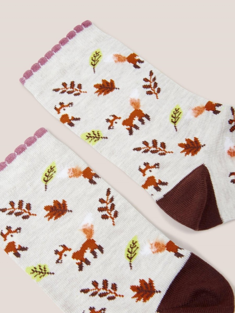 White Stuff Fluffy Fox Ankle Sock Natural Multi | 398650LZK