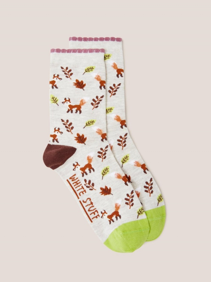 White Stuff Fluffy Fox Ankle Sock Natural Multi | 398650LZK