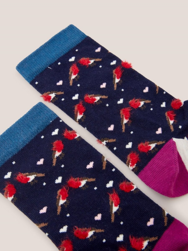 White Stuff Fluffy Robin Ankle Sock Navy Multi | 463791GOZ