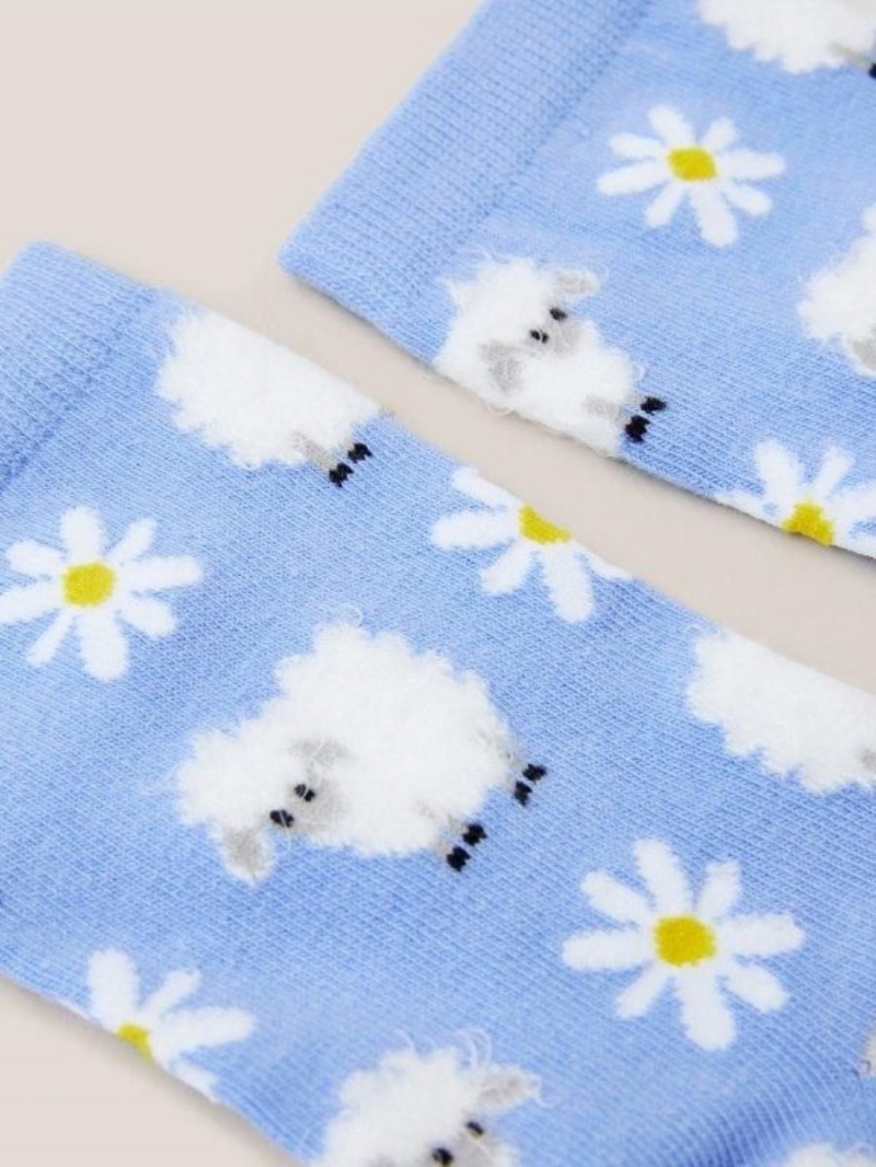 White Stuff Fluffy Sheep Socks Blue Multi | 721034RZO