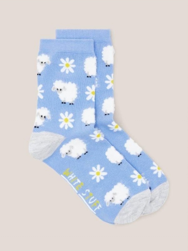 White Stuff Fluffy Sheep Socks Blue Multi | 721034RZO