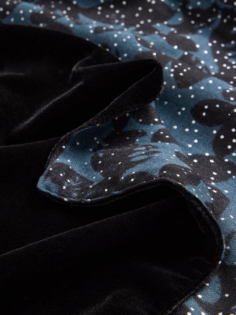 White Stuff Foil Print Velvet Scarf Pure Black | 302178OPG