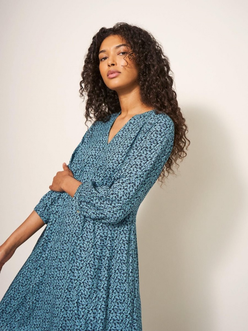 White Stuff Frances Eco Vero Dress Teal Multi | 760312LGI