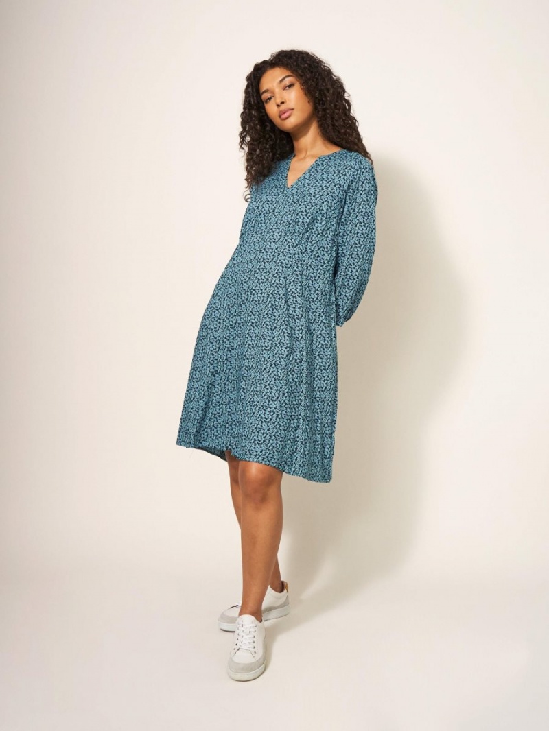 White Stuff Frances Eco Vero Dress Teal Multi | 760312LGI