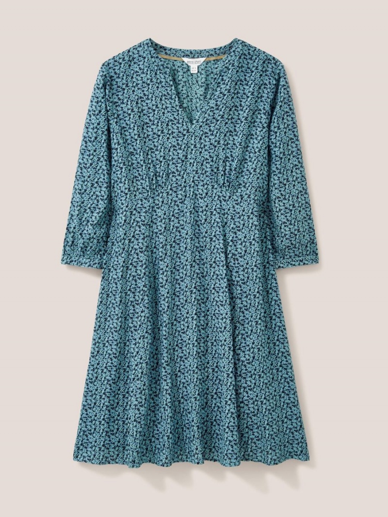 White Stuff Frances Eco Vero Dress Teal Multi | 760312LGI