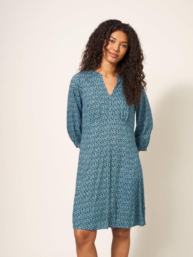 White Stuff Frances Eco Vero Dress Teal Multi | 760312LGI