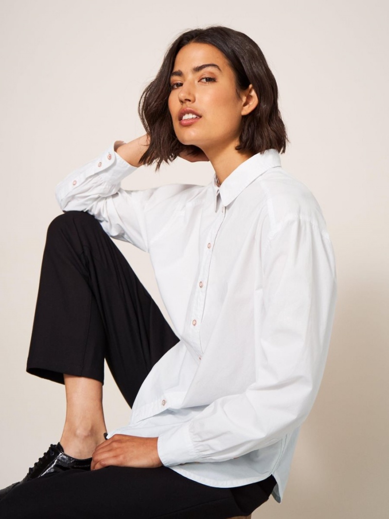 White Stuff Freya Longline Shirt Natural White | 826345QIX