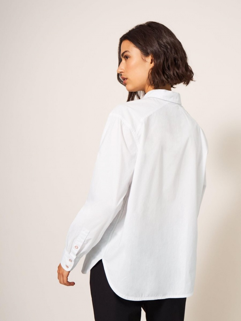 White Stuff Freya Longline Shirt Natural White | 826345QIX