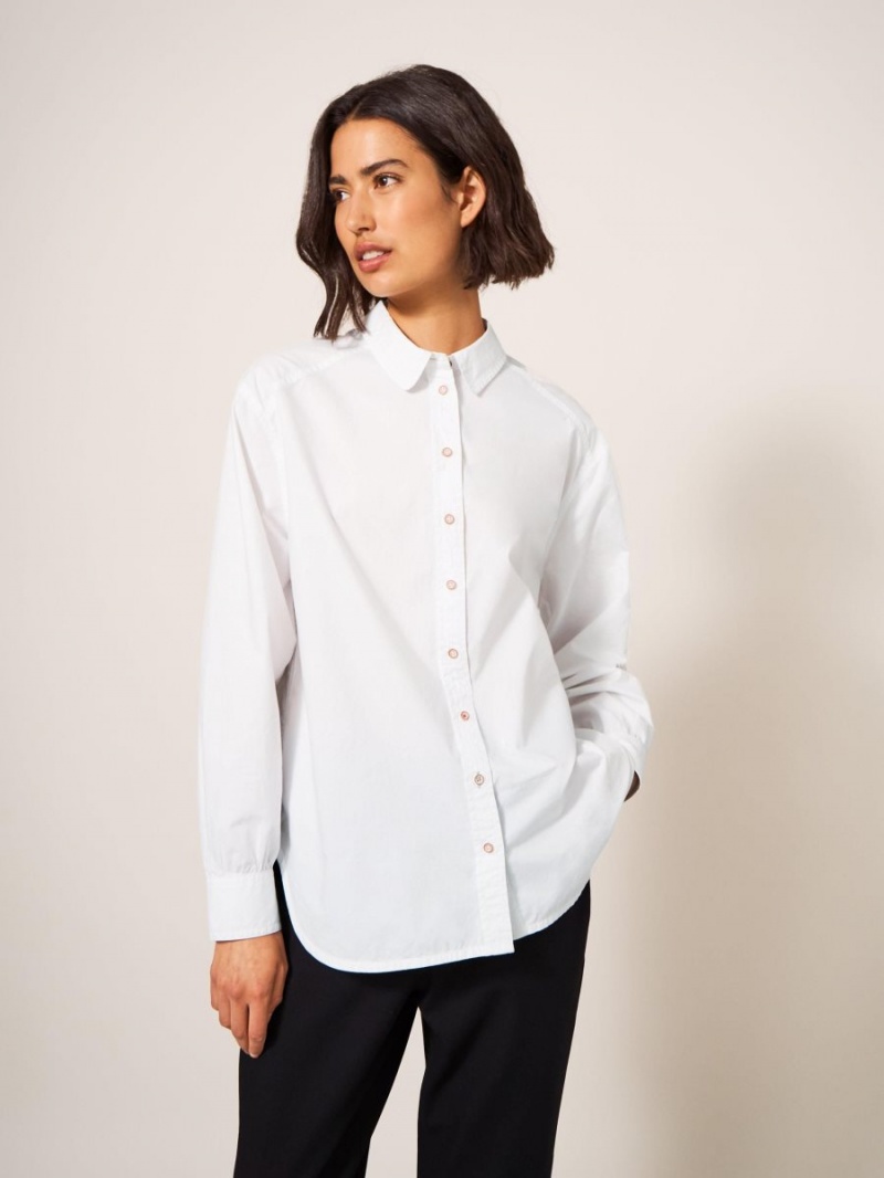 White Stuff Freya Longline Shirt Natural White | 826345QIX