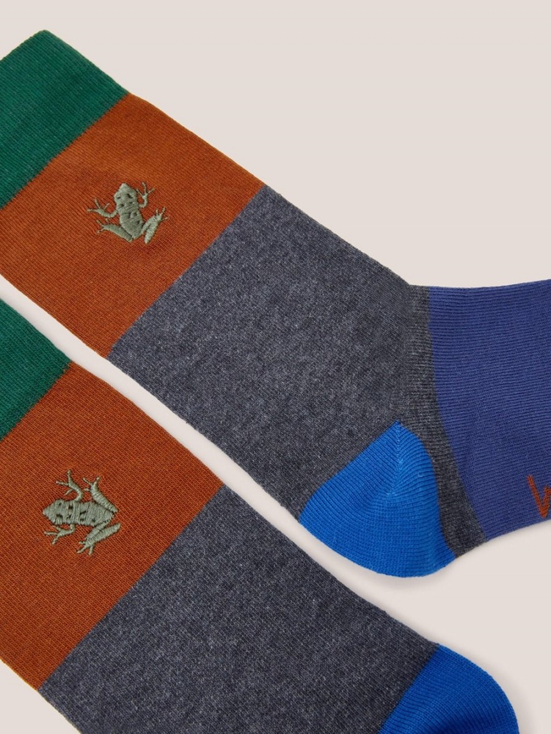 White Stuff Frog Embroidered Ankle Sock Grey Multi | 813027EMC