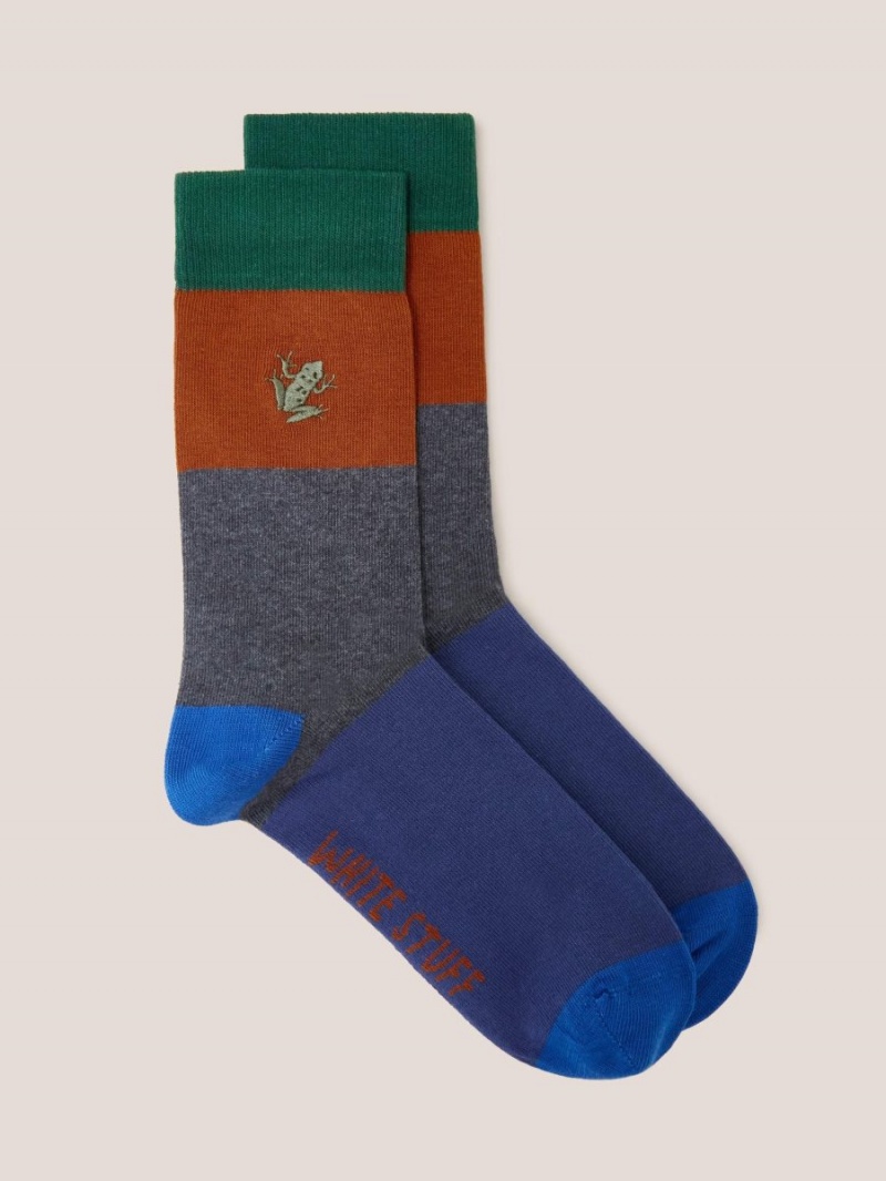 White Stuff Frog Embroidered Ankle Sock Grey Multi | 813027EMC