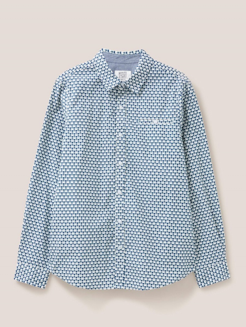 White Stuff Geo Abstract Printed Shirt Blue Print | 425307PXB