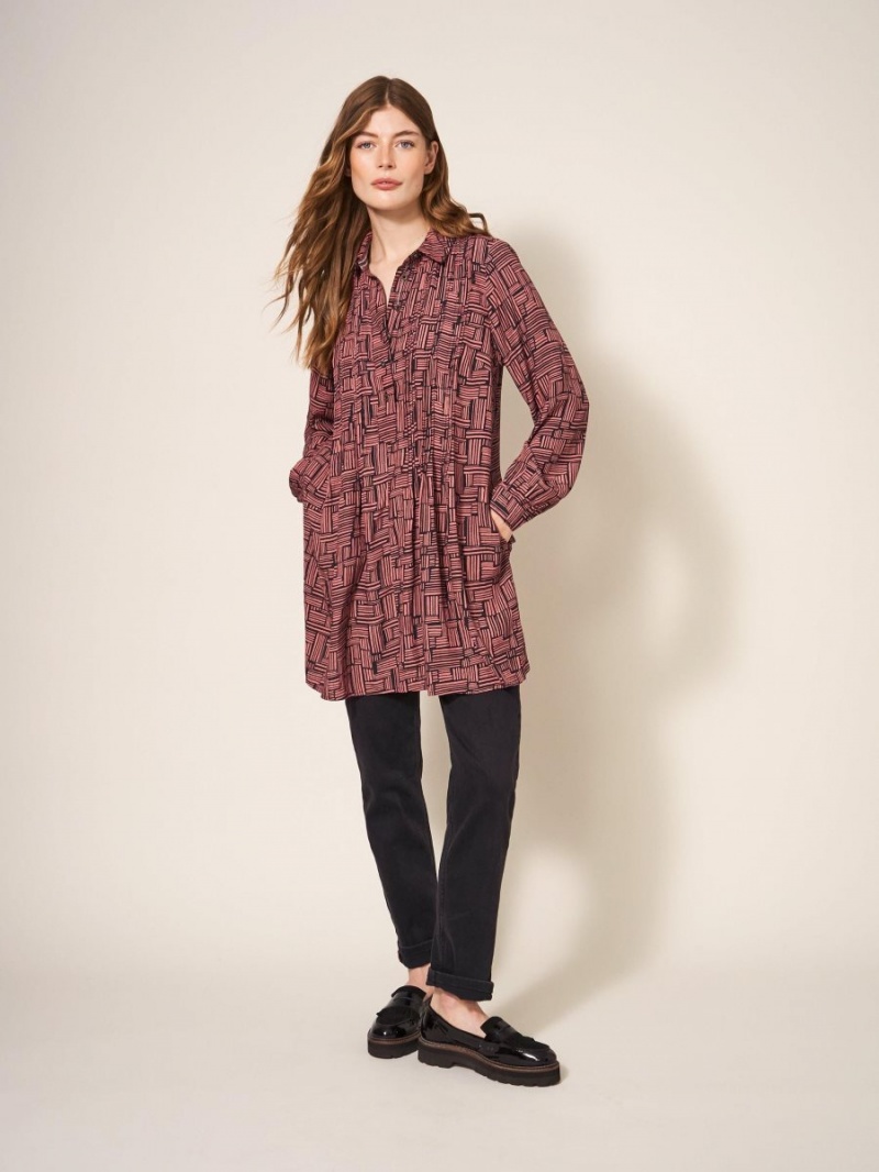 White Stuff Georgie Shirt Tunic Navy Multi | 968730LQJ