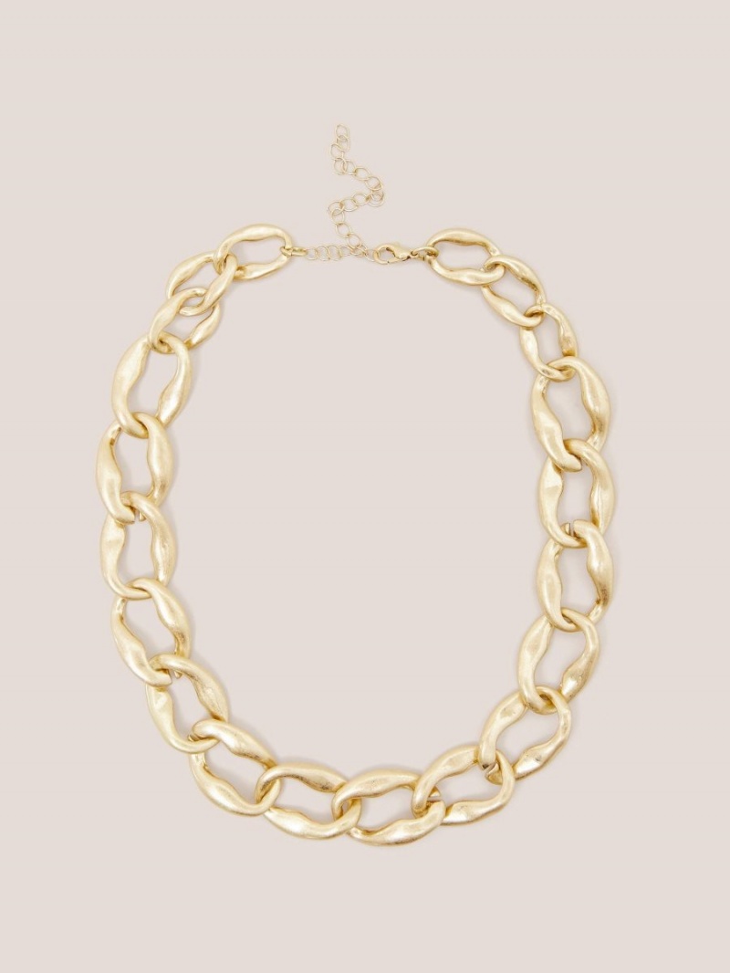 White Stuff Giacinta Chain Necklace Gold Tone Metallic | 264951KIJ