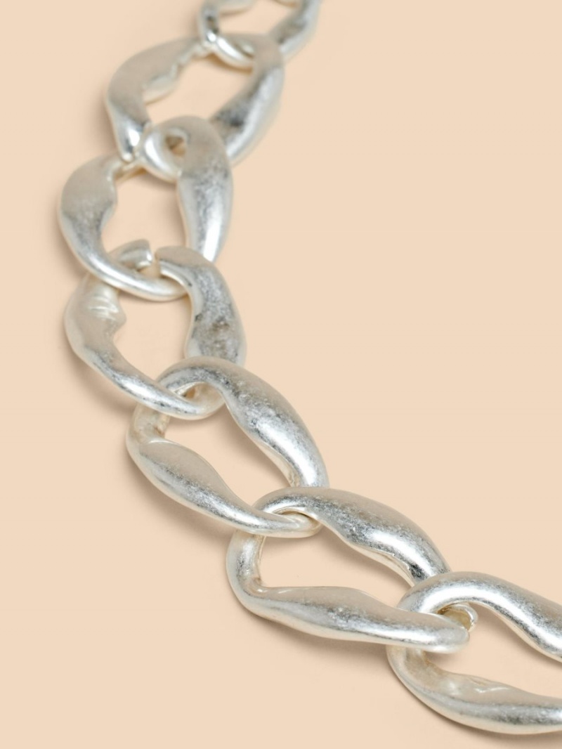 White Stuff Giacinta Chain Necklace Silver Tone Metallic | 463291PIR