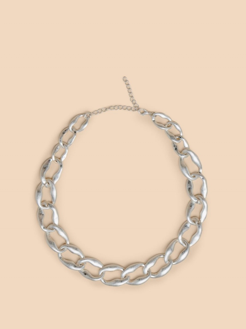 White Stuff Giacinta Chain Necklace Silver Tone Metallic | 463291PIR