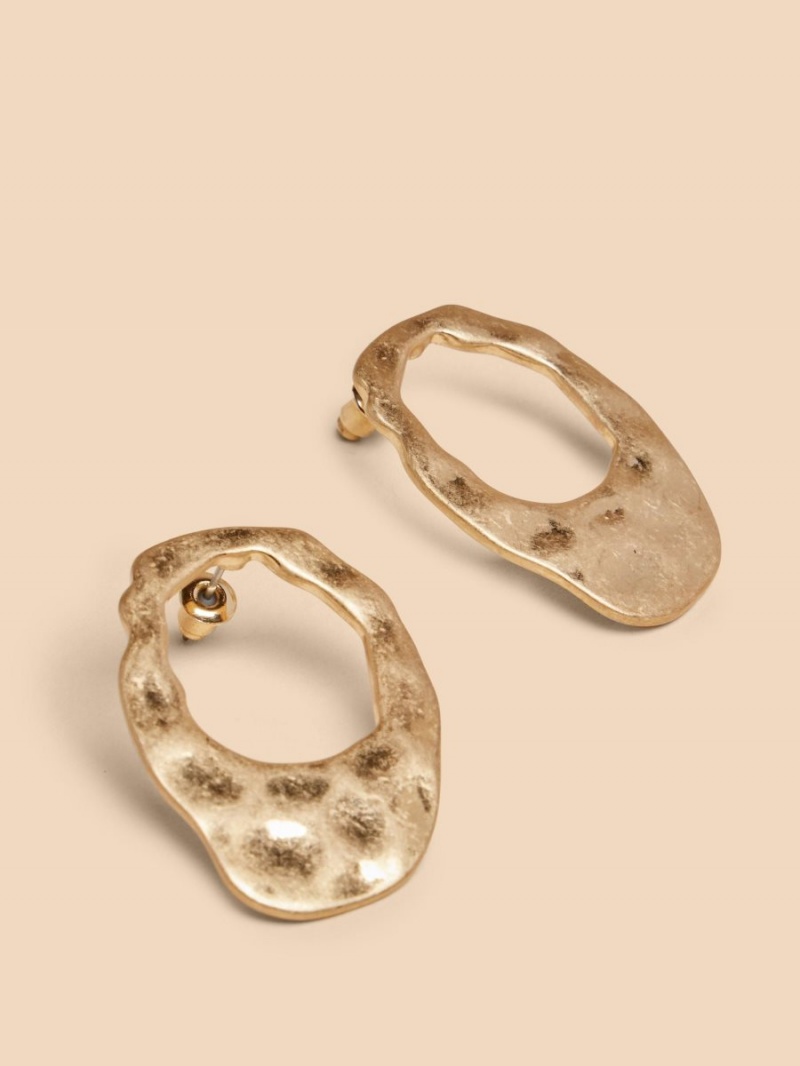 White Stuff Giacinta Hammered Earring Gold Tone Metallic | 479621GLZ