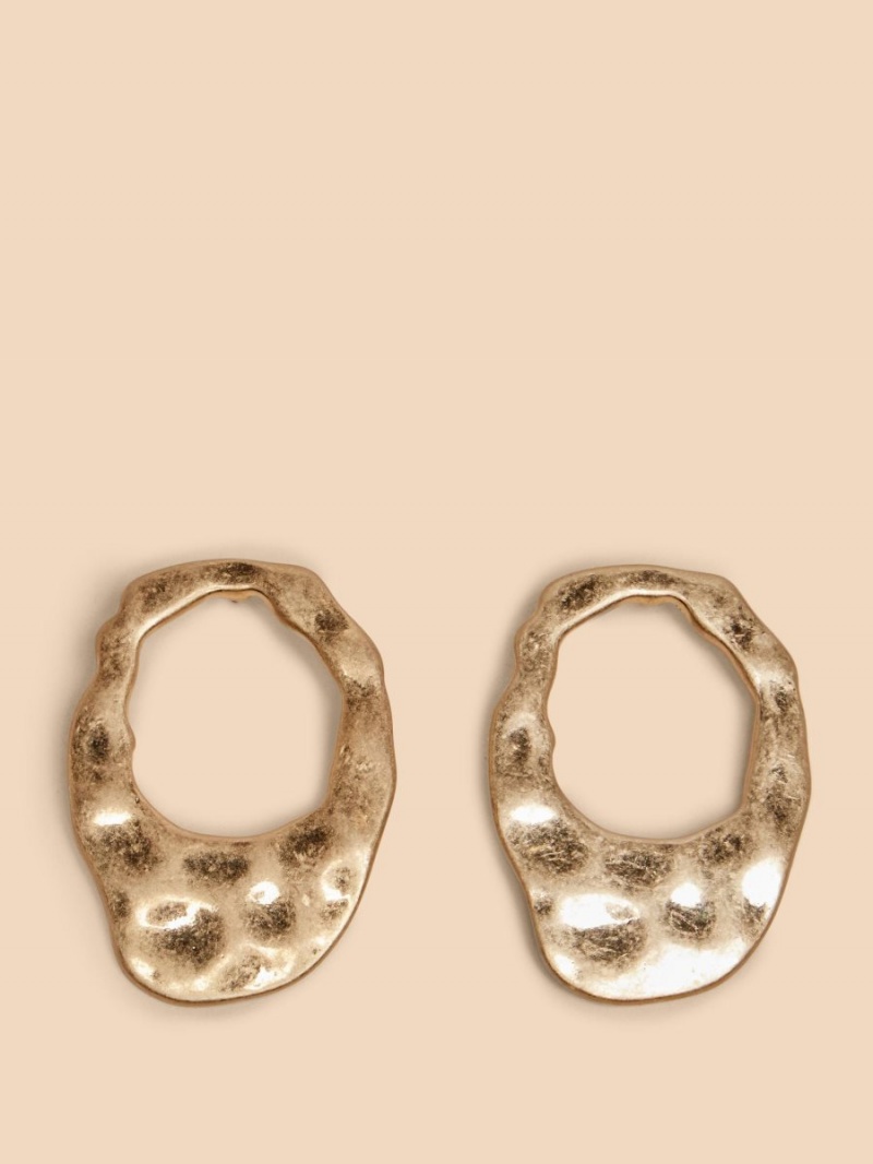 White Stuff Giacinta Hammered Earring Gold Tone Metallic | 479621GLZ