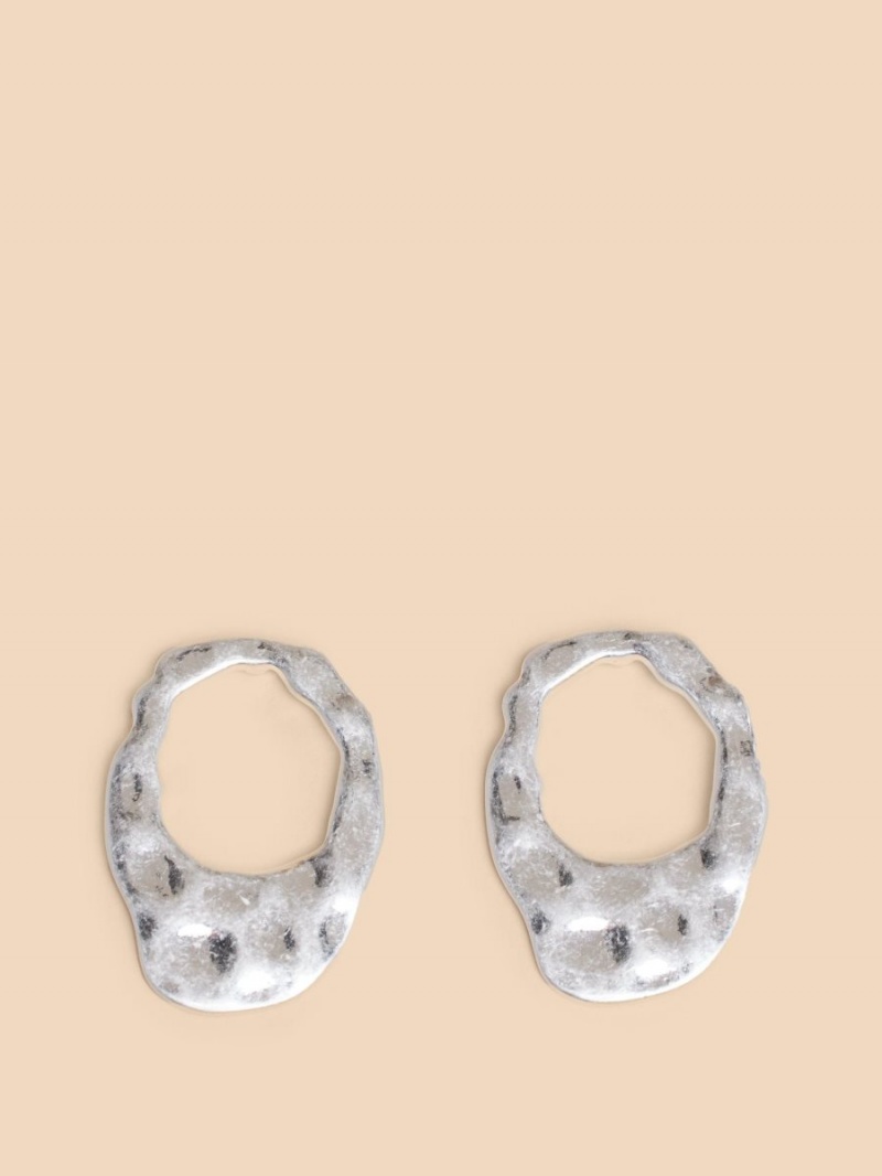 White Stuff Giacinta Hammered Earring Silver Tone Metallic | 543081LMK