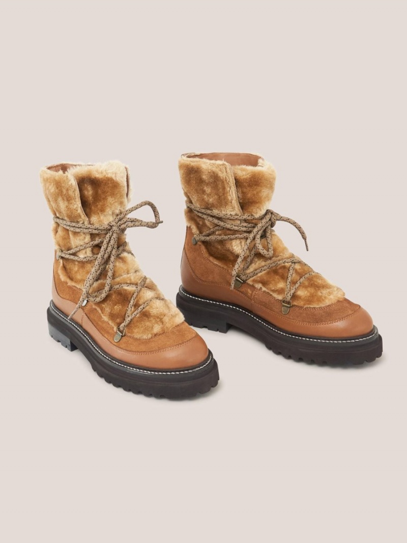 White Stuff Hailey Lace Up Hiker Boot Mid Tan | 814769GSI