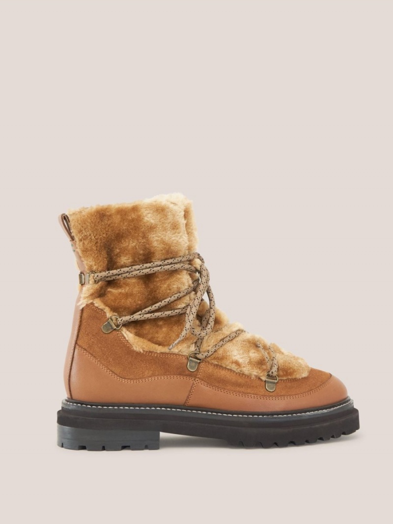 White Stuff Hailey Lace Up Hiker Boot Mid Tan | 814769GSI