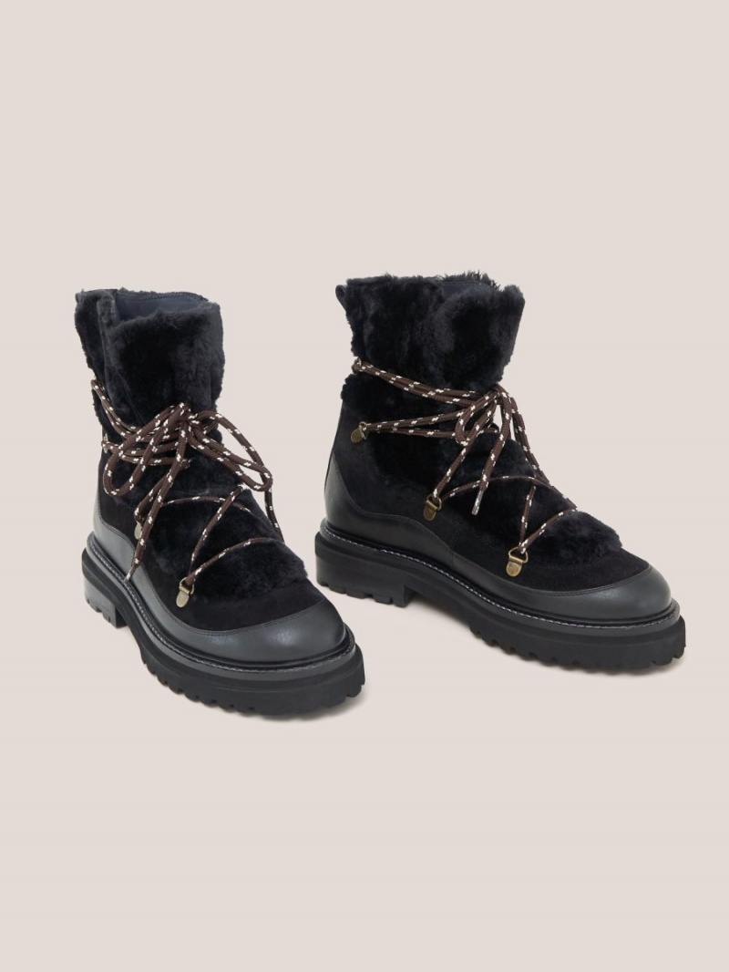 White Stuff Hailey Lace Up Hiker Boot Pure Black | 391825ORV