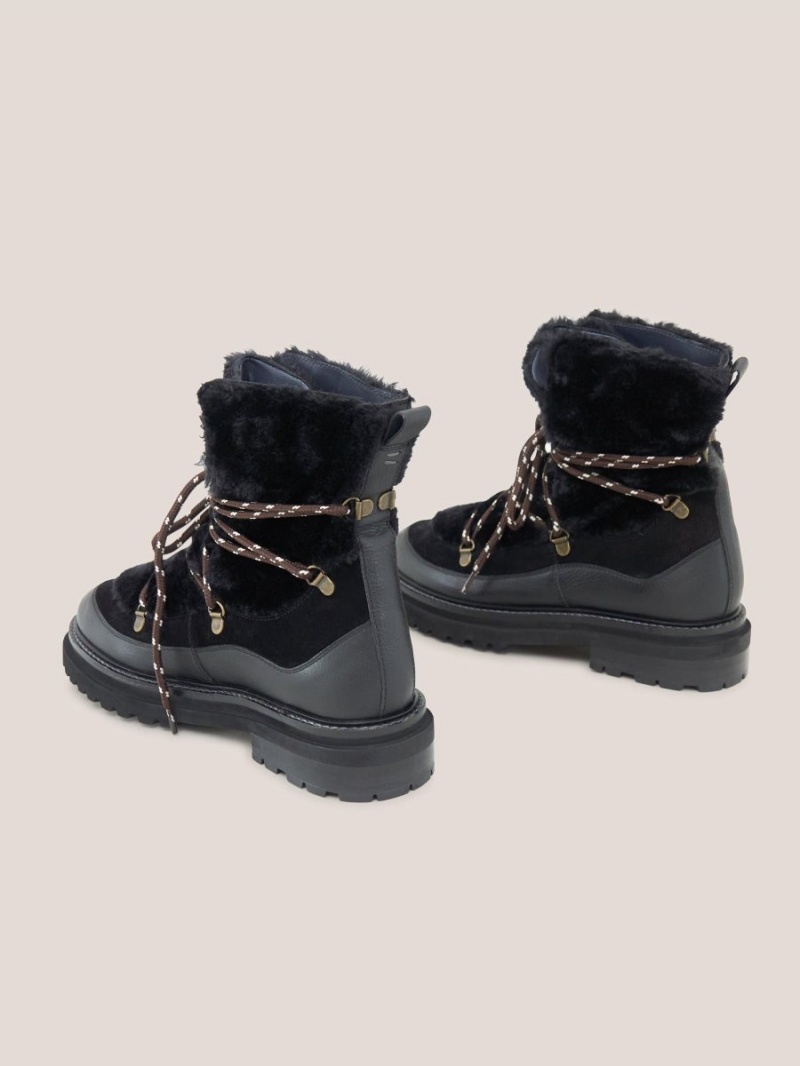 White Stuff Hailey Lace Up Hiker Boot Pure Black | 391825ORV