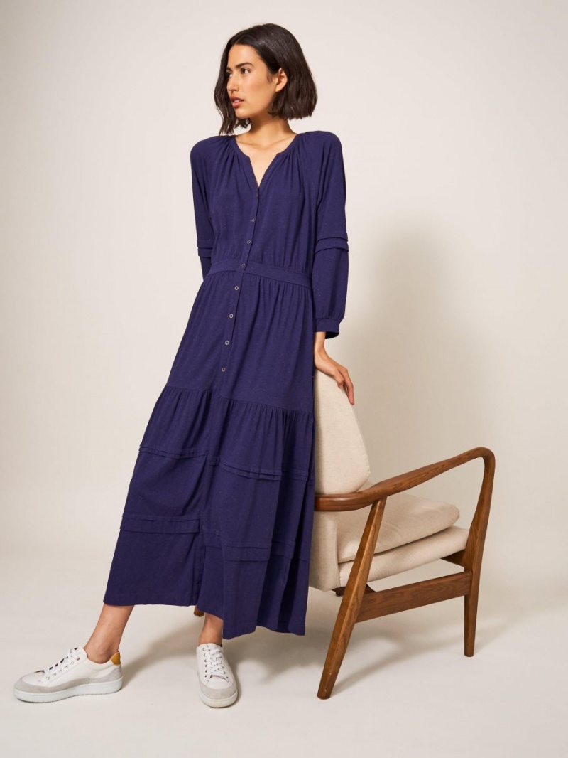 White Stuff Hallie Soft Jersey Midi Dress Navy Multi | 498065CTP