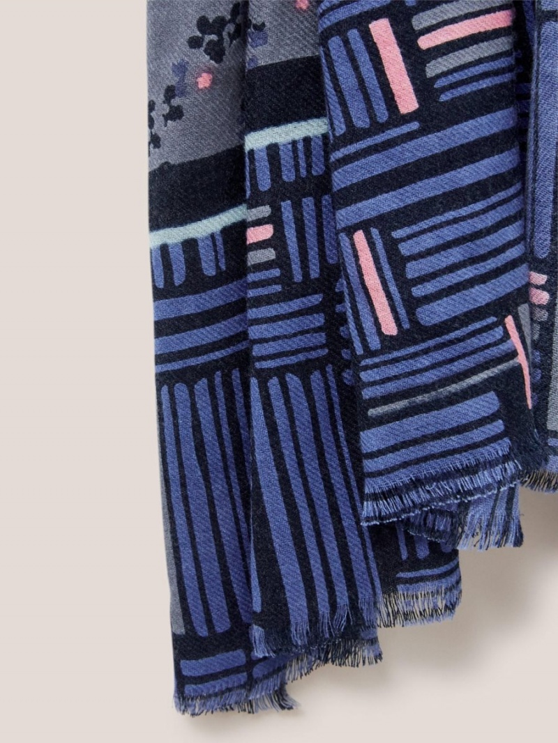 White Stuff Hare Print Scarf Navy Multi | 485263DCZ