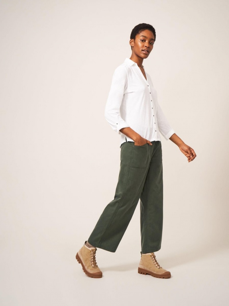 White Stuff Harper Wide Leg Trouser Dark Green | 739851UZJ