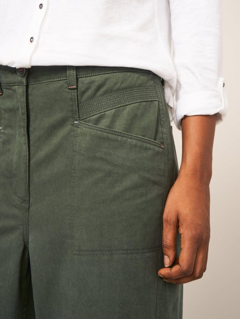 White Stuff Harper Wide Leg Trouser Dark Green | 739851UZJ