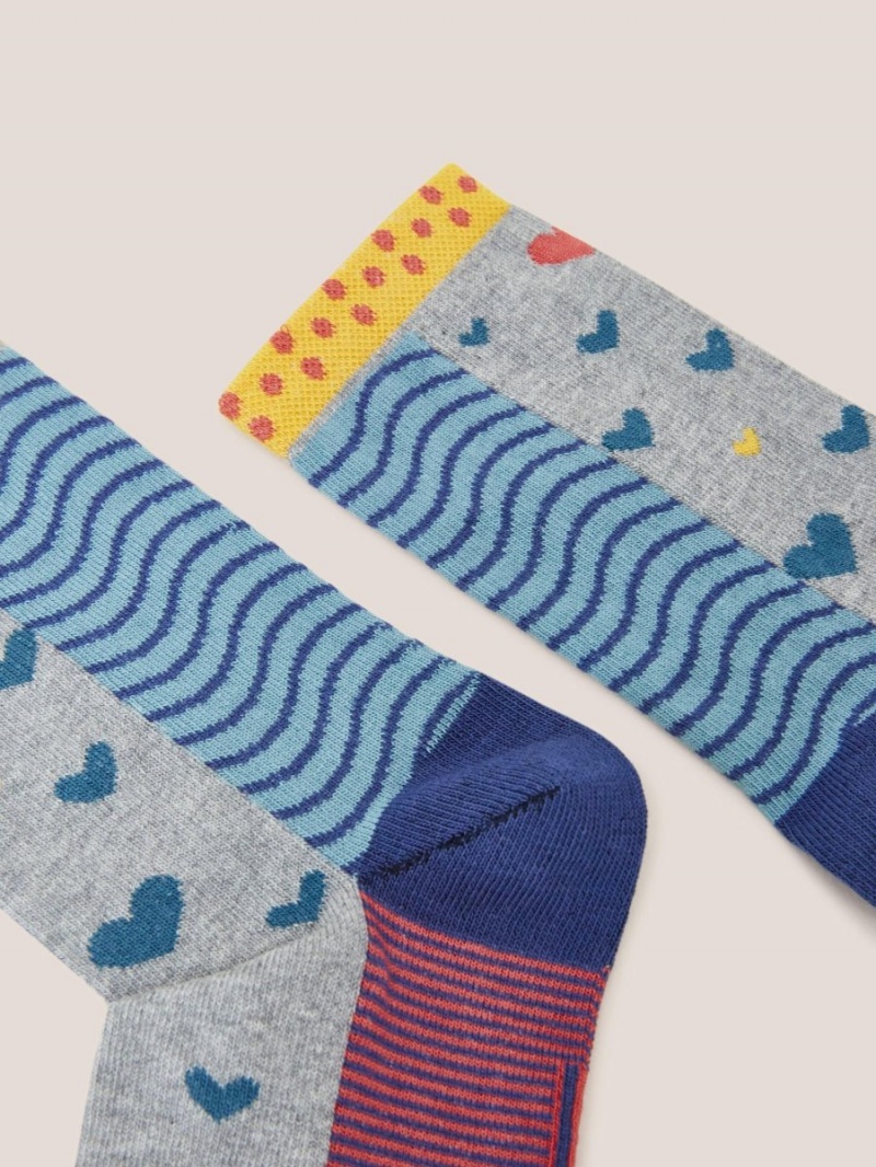 White Stuff Heart Hotch Potch Ankle Sock Grey Multi | 539180GTD