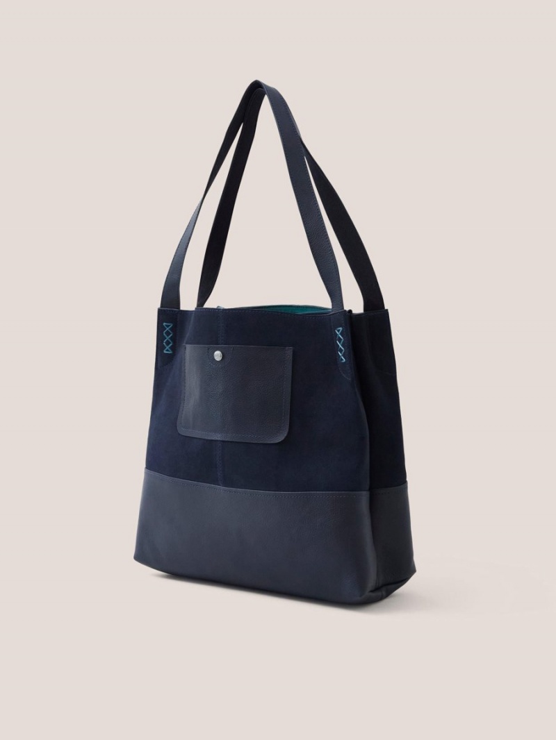 White Stuff Hettie Leather Tote Dark Navy | 815209MUE