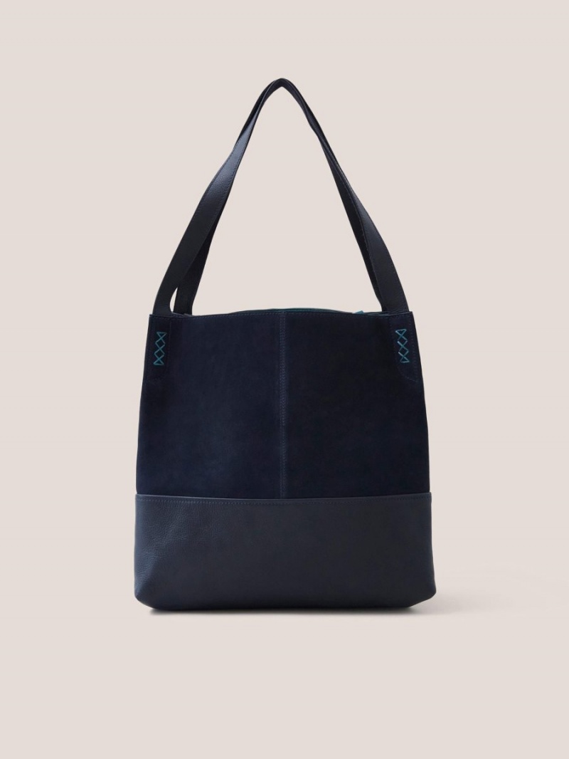 White Stuff Hettie Leather Tote Dark Navy | 815209MUE