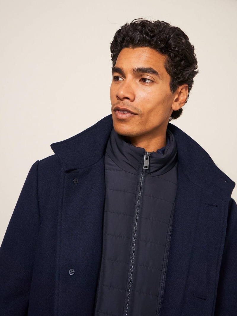 White Stuff Horsholm Wool Funnel Neck Coat Dark Navy | 917456SGJ