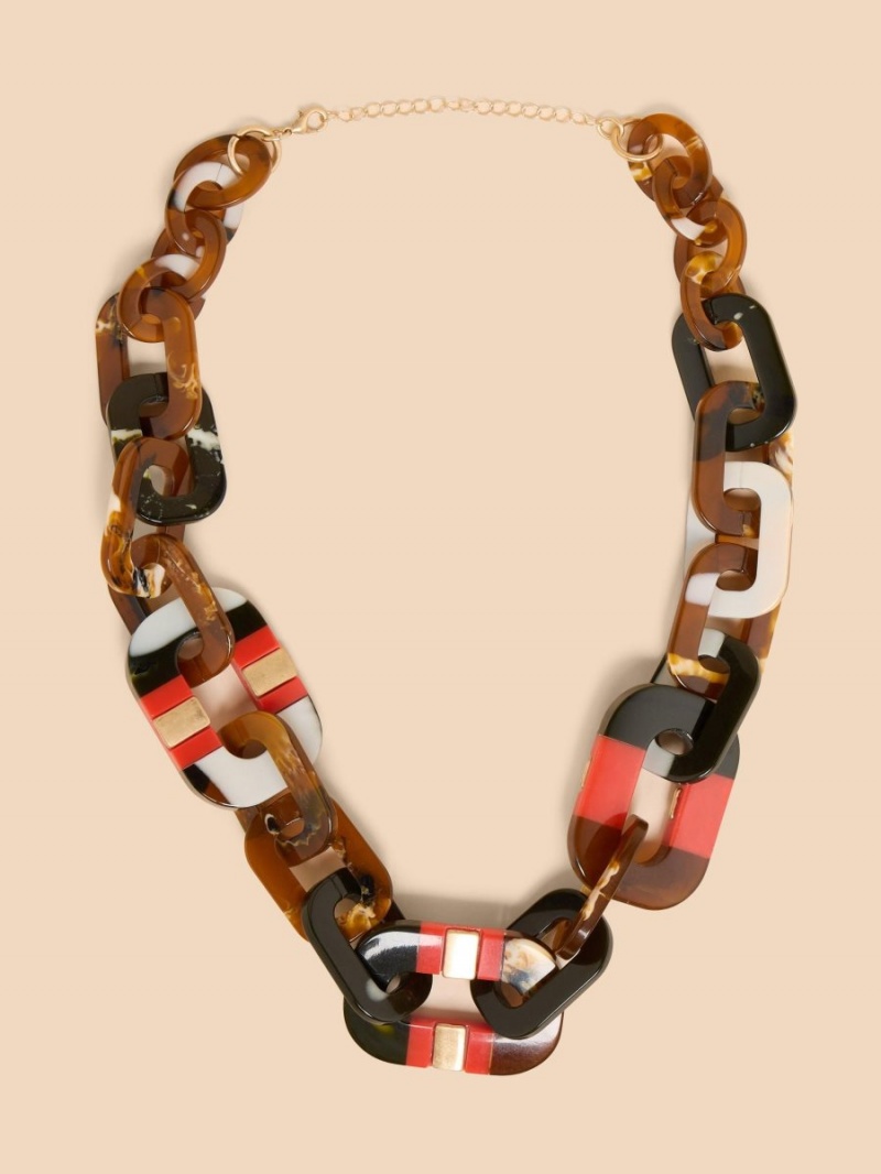 White Stuff Jacinda Large Chain Necklace Black Multi | 853120LVJ