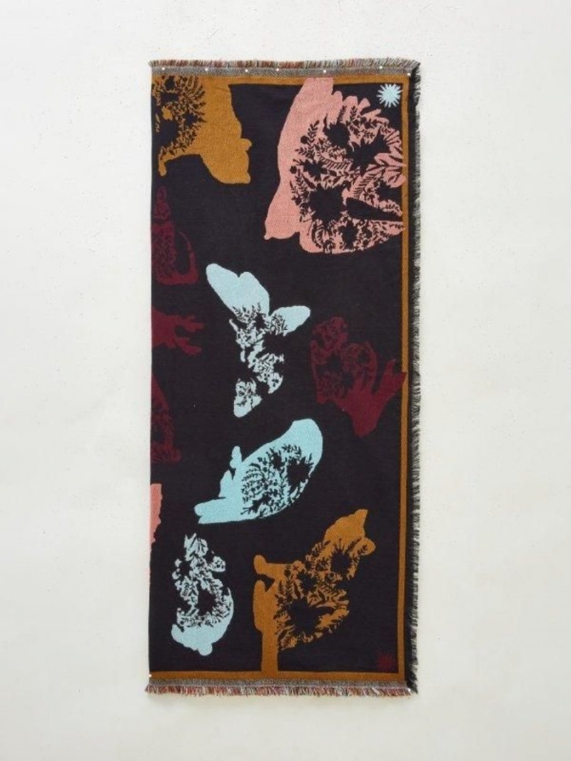 White Stuff Jacquard Animal Square Scarf Black Multi | 507983WHU