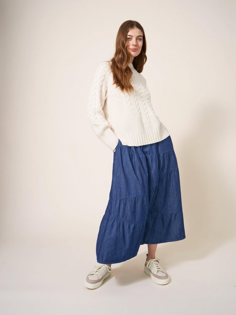 White Stuff Jenna Tiered Denim Skirt Dk Denim | 569038YPK