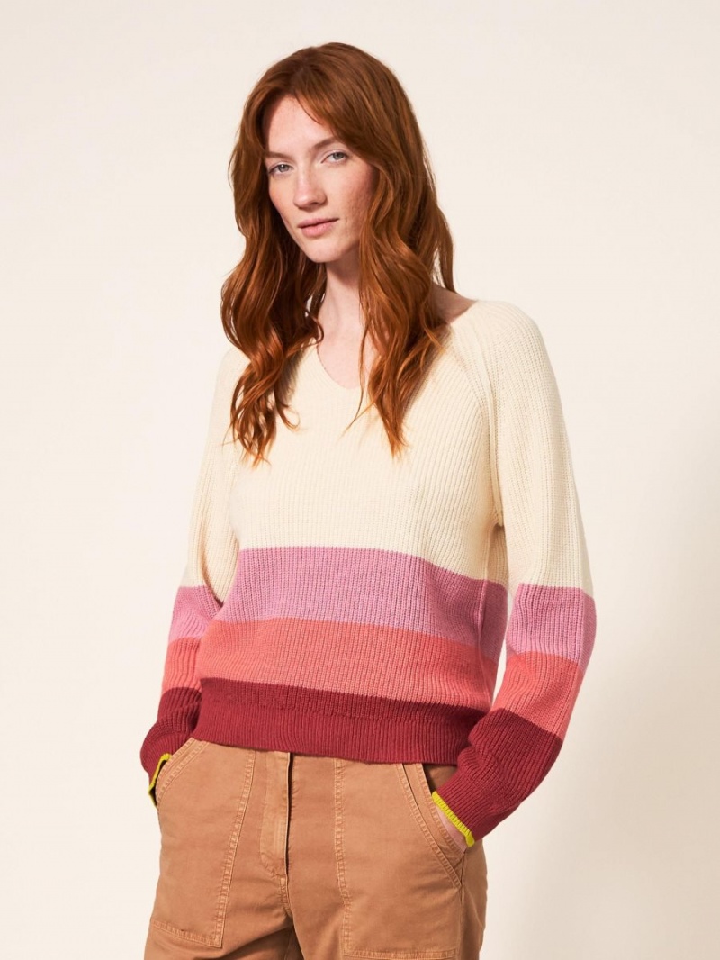 White Stuff Jennie Rib Jumper Pink Multi | 140258RUV